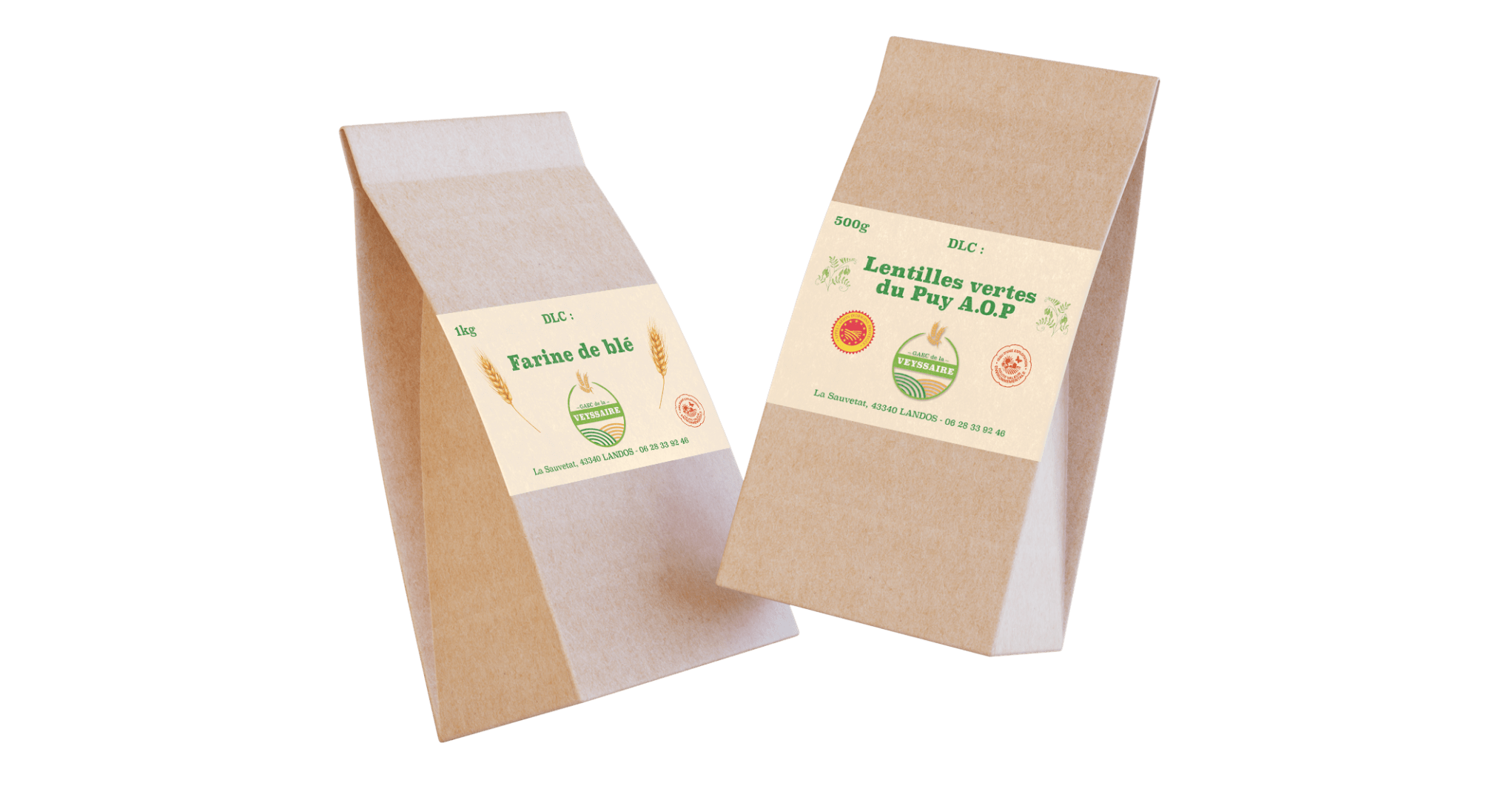 Étiquettes pour l'identité graphique du GAEC de la Veyssaire