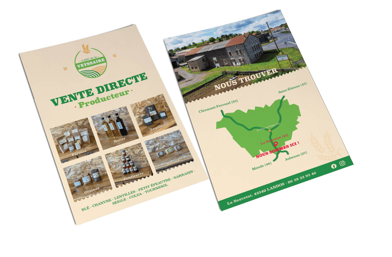 Flyer pour l'identité graphique du GAEC de la Veyssaire